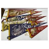 9pcs Vintage Felt Souvenir Pennants - US & Mexico