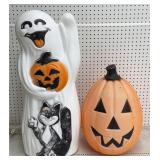 (2) Halloween Light Up Blow Molds - Ghost/Pumpkin