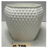 Tiffany White Basketweave Sybil Connolly Cache Pot