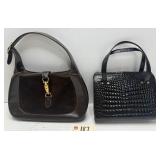 (2) Vintage Gucci Purses - Suede Jackie & Croc
