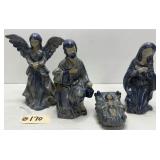 4pc Beaumont Bros Stoneware Pottery Nativity