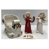 3pcs Napco Porcelain Christmas Sleigh & Angels