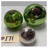 (3) Antique Glass Kugel Christmas Ornaments