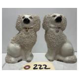 Pair of Staffordshire Porcelain Poodles Dogs