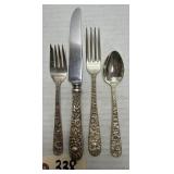 4pcs S. Kirk & Son Repousse Sterling Flatware
