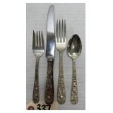 4pcs S. Kirk & Son Repousse Sterling Flatware