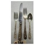 4pcs S. Kirk & Son Repousse Sterling Flatware