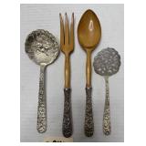 (4) S. Kirk & Son Repousse Sterling Serving Pieces