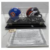 (2) Mini Helmets Signed by John Elway w/ COA