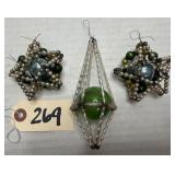 (3) Hand Wired Mercury Glass Gablonzer Ornaments