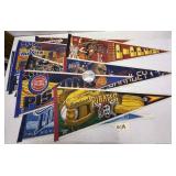 11pcs Vintage Felt Sports Pennants & Button