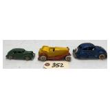 (3) Cast Iron Cars - Hubley, Kilgore