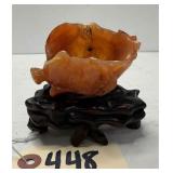 Chinese Carved Agate Lotus Brush Wash Bowl