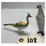 (2) Mercury Glass Ornaments - Penguin & Pheasant