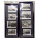 (8) Framed Antique Castle Engravings/Prints