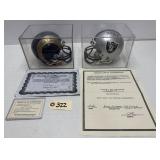 Warner & Biletnikoff Signed Mini Helmets