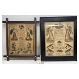 (2) Pa German Fraktur Birth & Baptism Certificates
