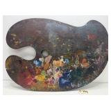 Vintage Wooden Artist's Palette w/ Paint