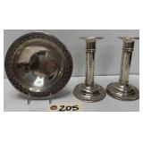 Sterling Silver Small Bowl & Candlesticks