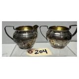 Sterling Silver Creamer & Sugar Dish