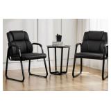 2x Leather Guest Chairs C-6130-2p-bk Conference