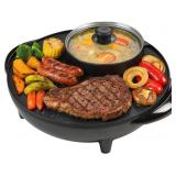 Ovente Electric Hotpot Grill - Non-stick,