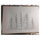 Framed Tree Line Art - Minimalist Nature Decor