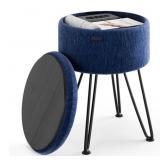 Storagebud Round Storage Ottoman, Modern Design