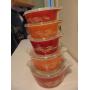 (5) Pyrex Autumn Harvest Bowls w/ Lids