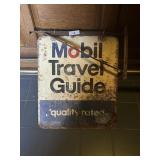 Vintage Mobil Travel Guide Metal Sign w/ Bracket