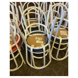 (4) White Metal Tube Chairs w/ Blue Seats