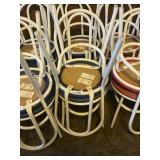 (4) White Metal Tube Chairs w/ Blue Seats