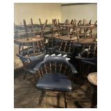 (4) Navy Vinyl Spindle Back Barrel Chairs