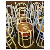 (4) White Metal Tube Chairs w/ Red Seats