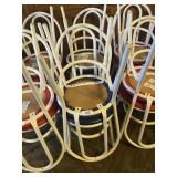 (4) White Metal Tube Chairs w/ Blue Seats