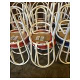 (4) White Metal Tube Chairs w/ Red Seats