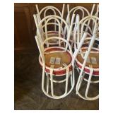 (4) White Metal Tube Chairs w/ Red Seats