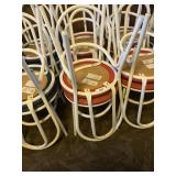 (4) White Metal Tube Chairs w/ Red Seats
