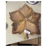 Vintage Wood Maple Leaf Shaped Bowl