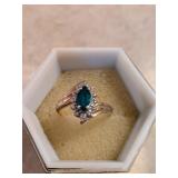 Emerald & Diamond 10k Ring