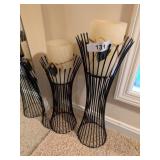 Pair of Trendy Black Metal Candle Holders w/