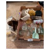 Bottles, Glass Insulator, Tins, Plastic Clock, +