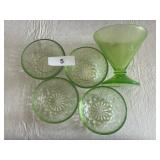 Green Depression Glass Ice Cream Bowls