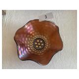 Purple Iridescent Bubble Carnival Glass Bowl