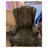 Green Tapestry Wing Back Chair
