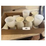 Milk Glass Goblets, Vase, Candy Dish