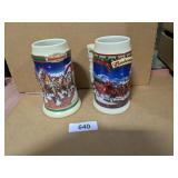 (2) Holiday Budweiser Beer Steins