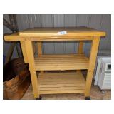 Wooden Rolling Kitchen Cart w/