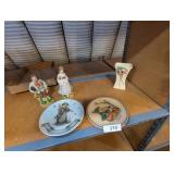 McCoy Vase, (2) Hummel Plates & (2) Figurines