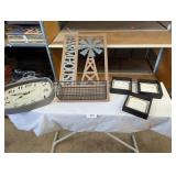 Metal Clock, Farmhouse Sign w/ Metal Basket &